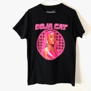 Doja Cat Black Graphic Tee Neon Pink Circle Logo Pop Music Shirt